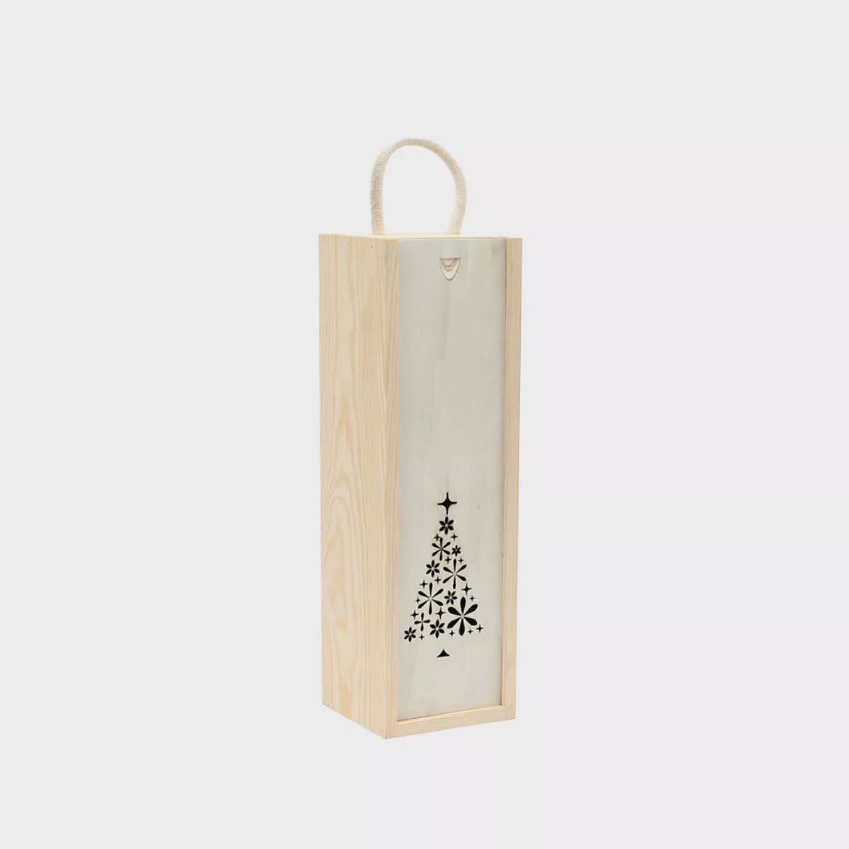 1 Bottle Wooden Box with Christmas Tree Window