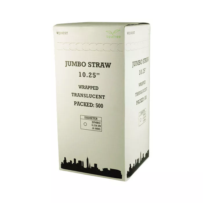10.25 Clear Jumbo Straws Individually Wrapped Plastic Straws