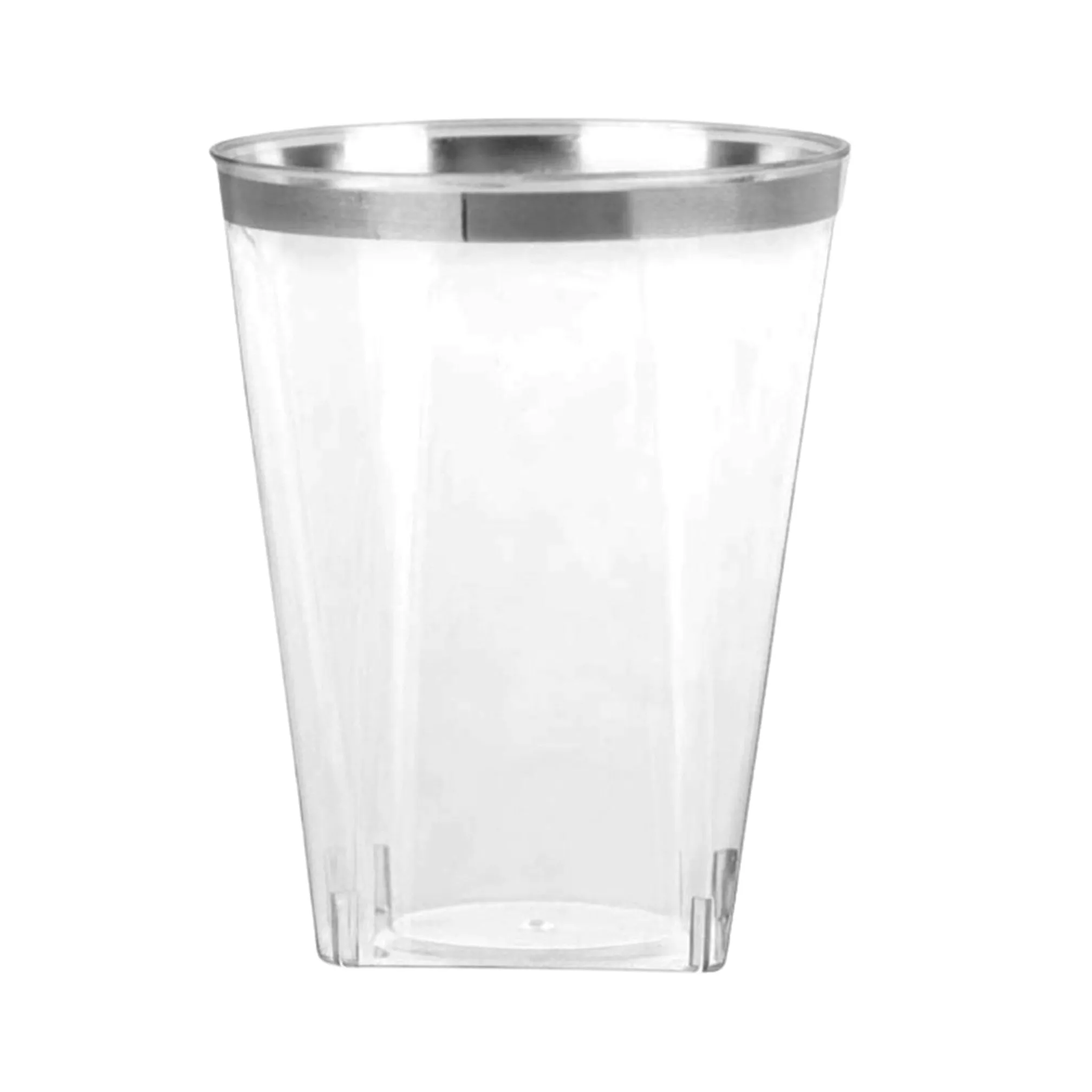 10 oz Cups Silver Rim Square Tumblers Plastic Disposable