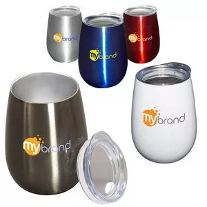 10 Oz. Stemless Vacuum Wine Tumbler w/Lid