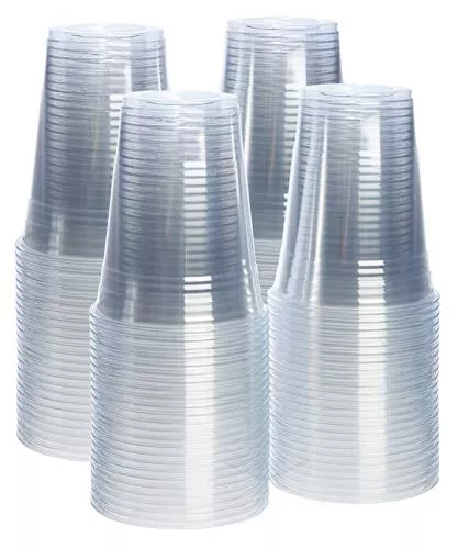 [100 Pack – 16 oz.] Crystal Clear PET Plastic Cups
