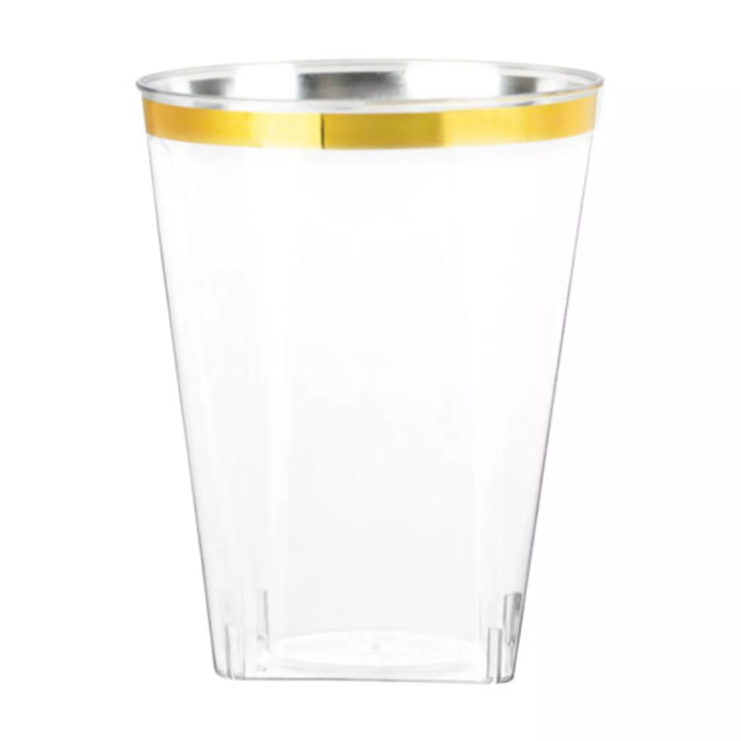 10oz Tumblers Plastic Cups Gold Square Rim