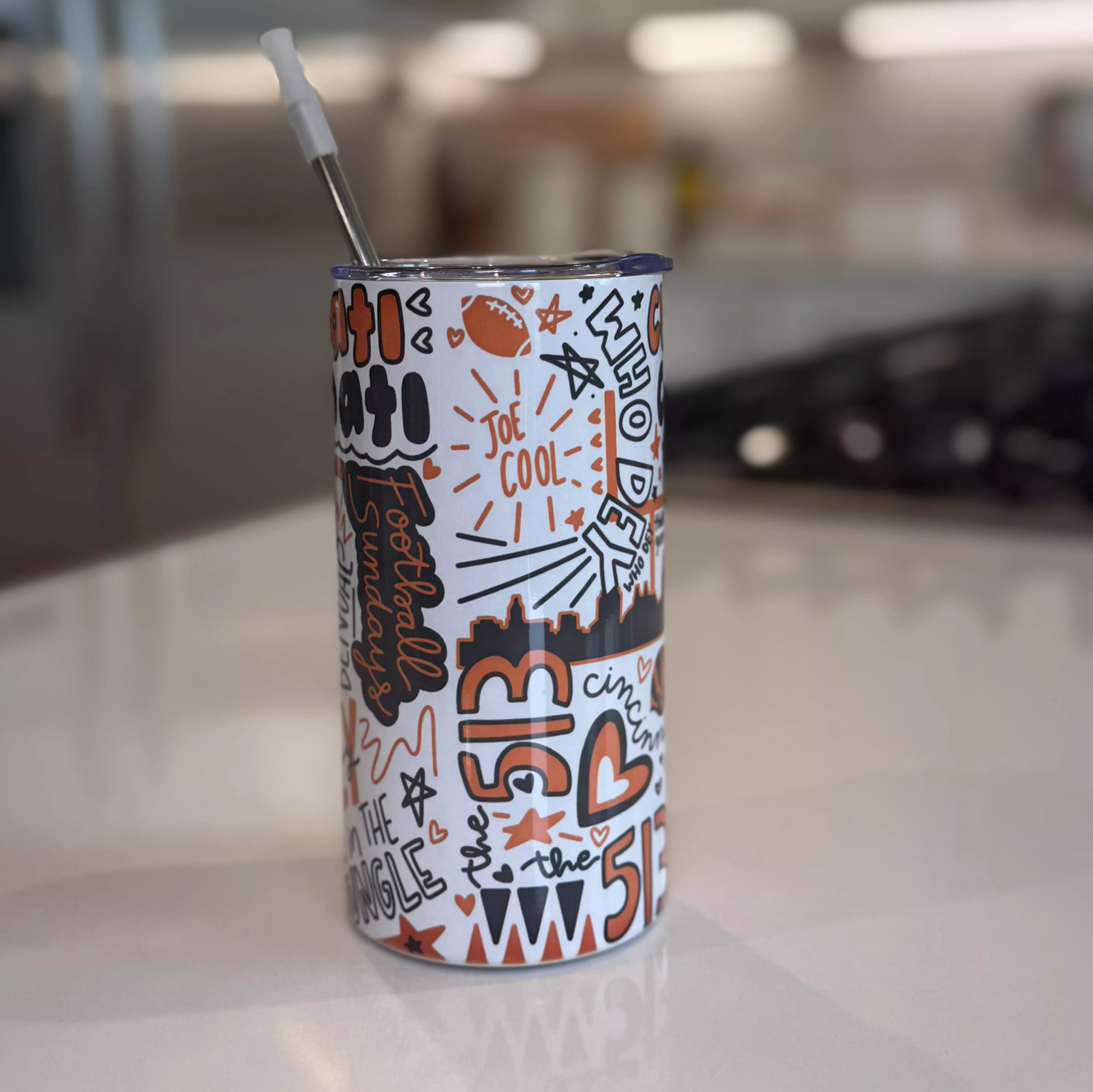 12oz Cincy Art Tumber with Straw