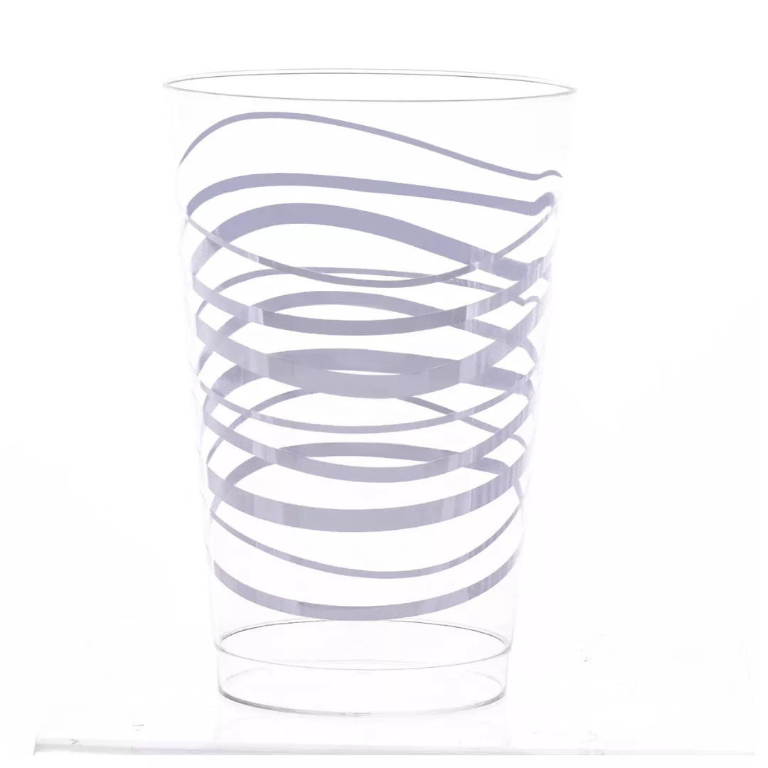 12oz Hard Plastic Ripple Transparent Silver Cups