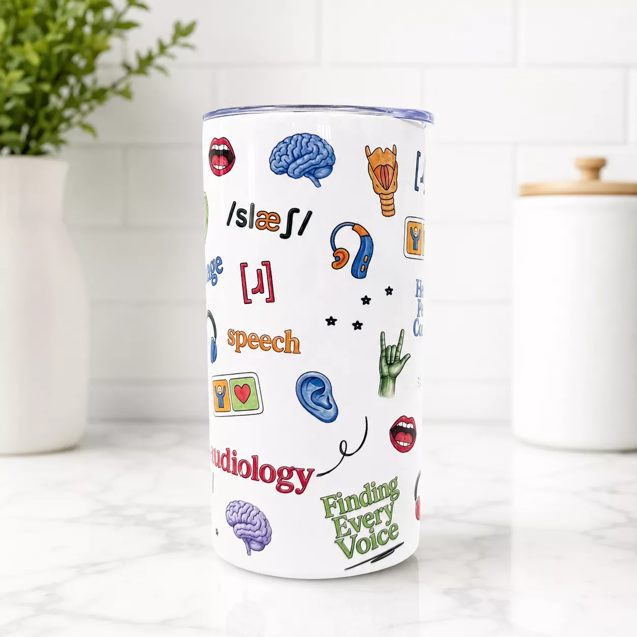 12oz Tumbler for Students Learning About Speech & Hearing