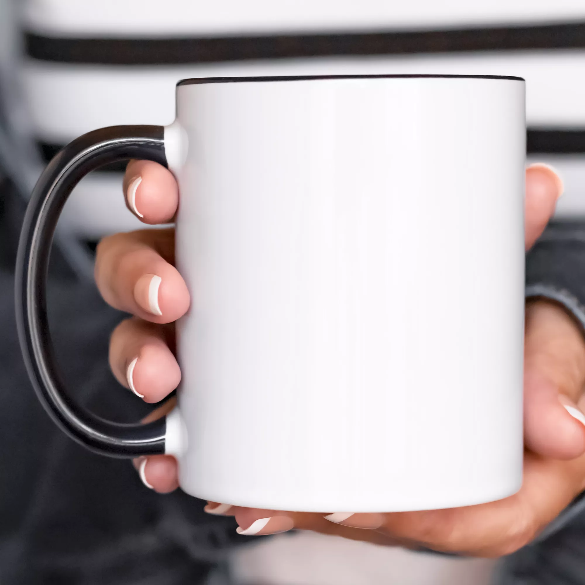 15oz Black Handle Ceramic Mug