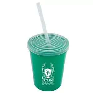 16 Oz. Stadium Cup with Lid and Straw