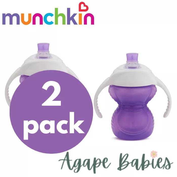 [2-Pack] Munchkin Click Lock Bite Proof Trainer Cup 7oz – Purple