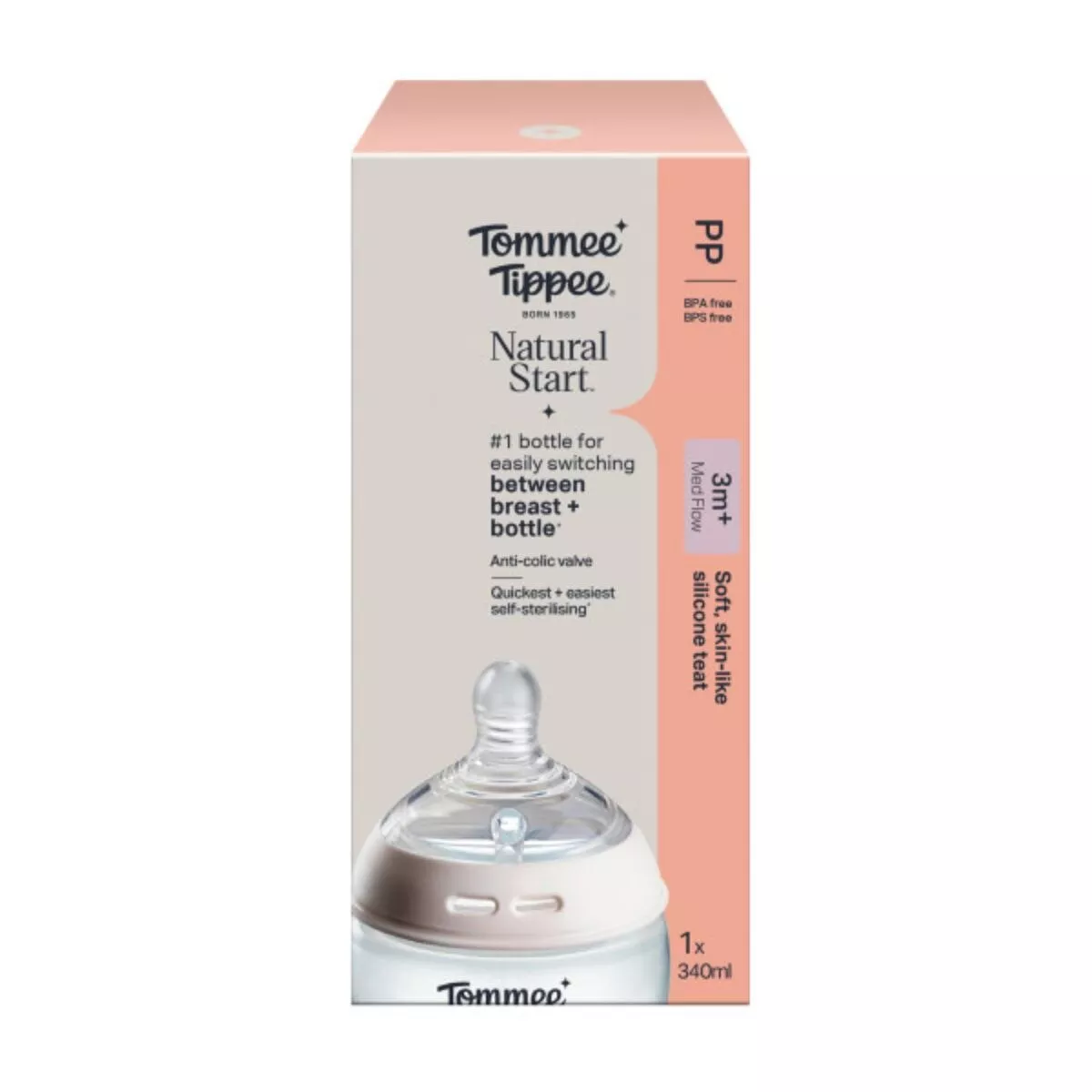 [2 Pack] Tommee Tippee Natural Start PP Bottle 340ml with M Teat