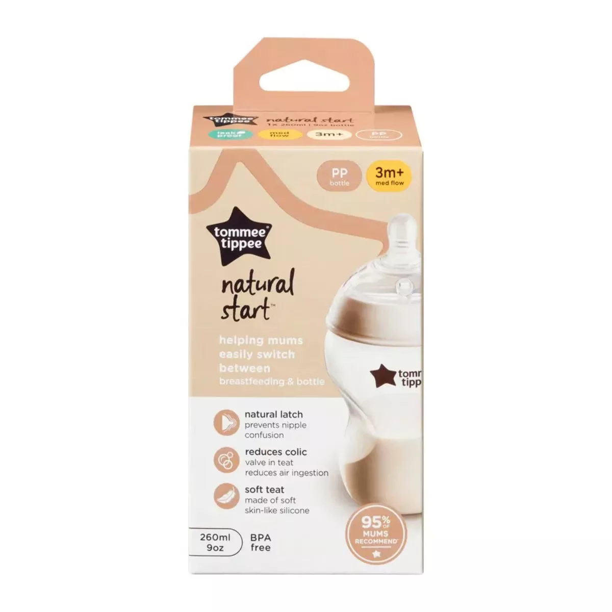 [2-Pack] Tommee Tippee Natural Start PP Bottle with M Soft Teat 260ml