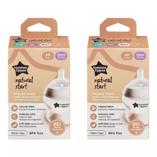 [2-Pack] Tommee Tippee Natural Start PP Bottle with S Soft Teat 150ml