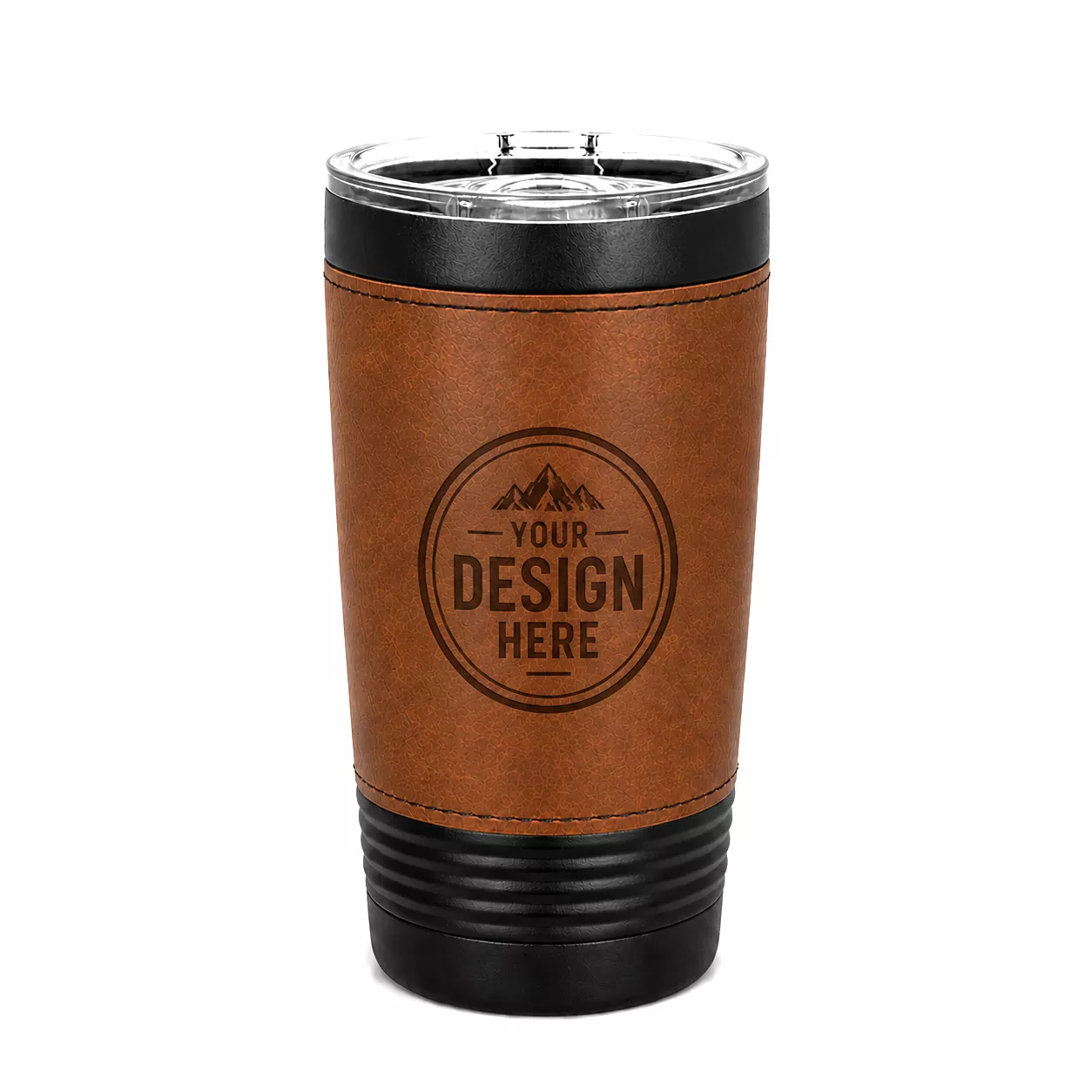 20oz Black Tumbler w/ Leatherette