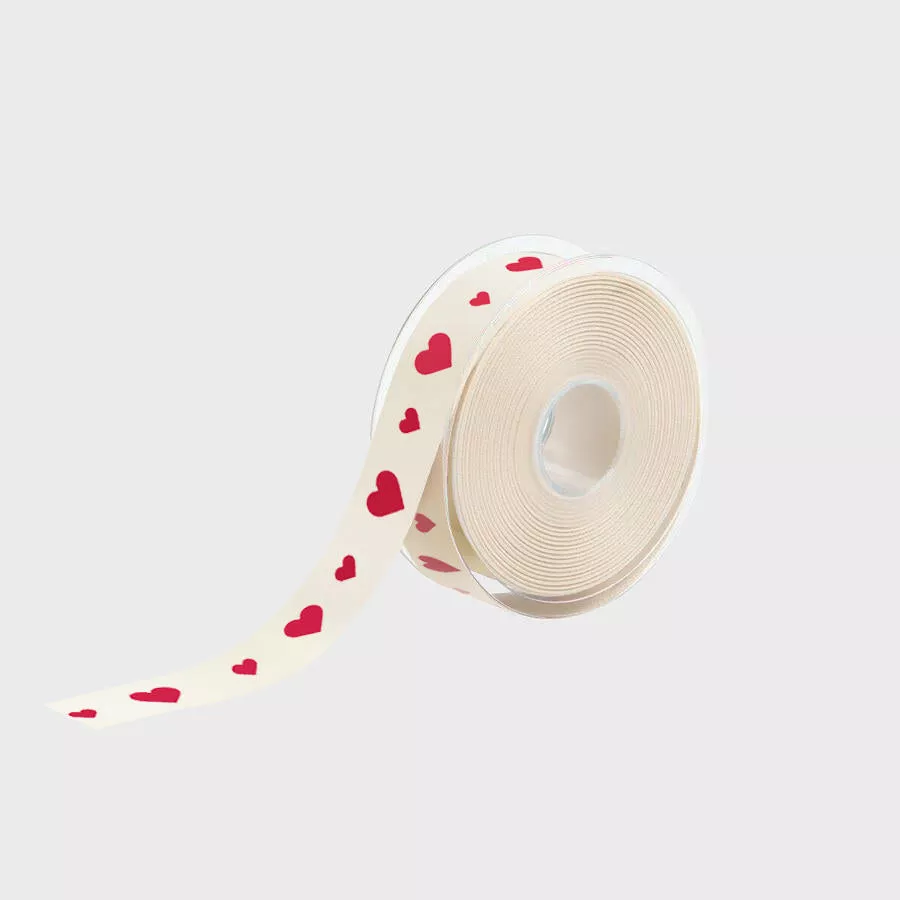 25mm cotton ribbon - red hearts