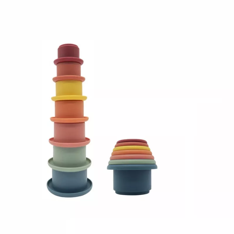 3-Color Silicone Stacking Toy|Rainbow&Blue&Purple