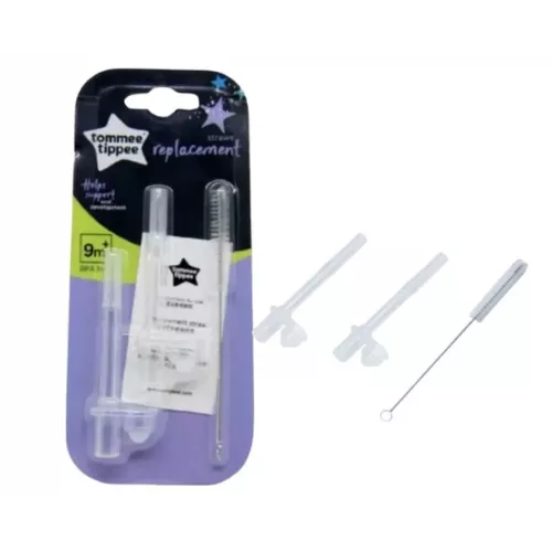 [3-Pack] Tommee Tippee Replacement Straws 2pcs with Cleaning Brush
