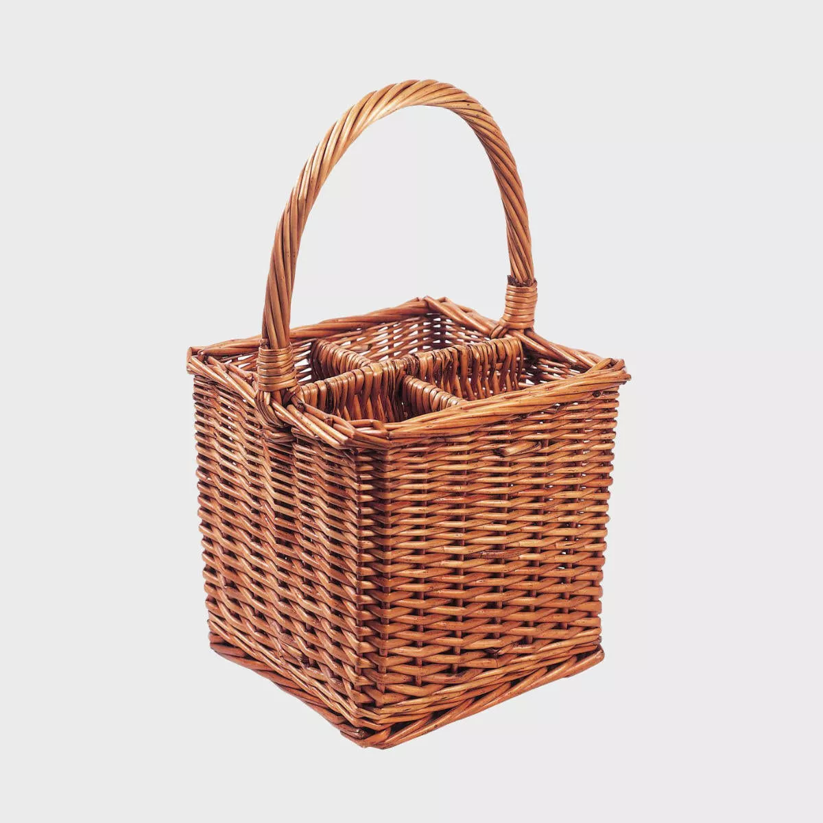 4 bottle wicker wine carrier