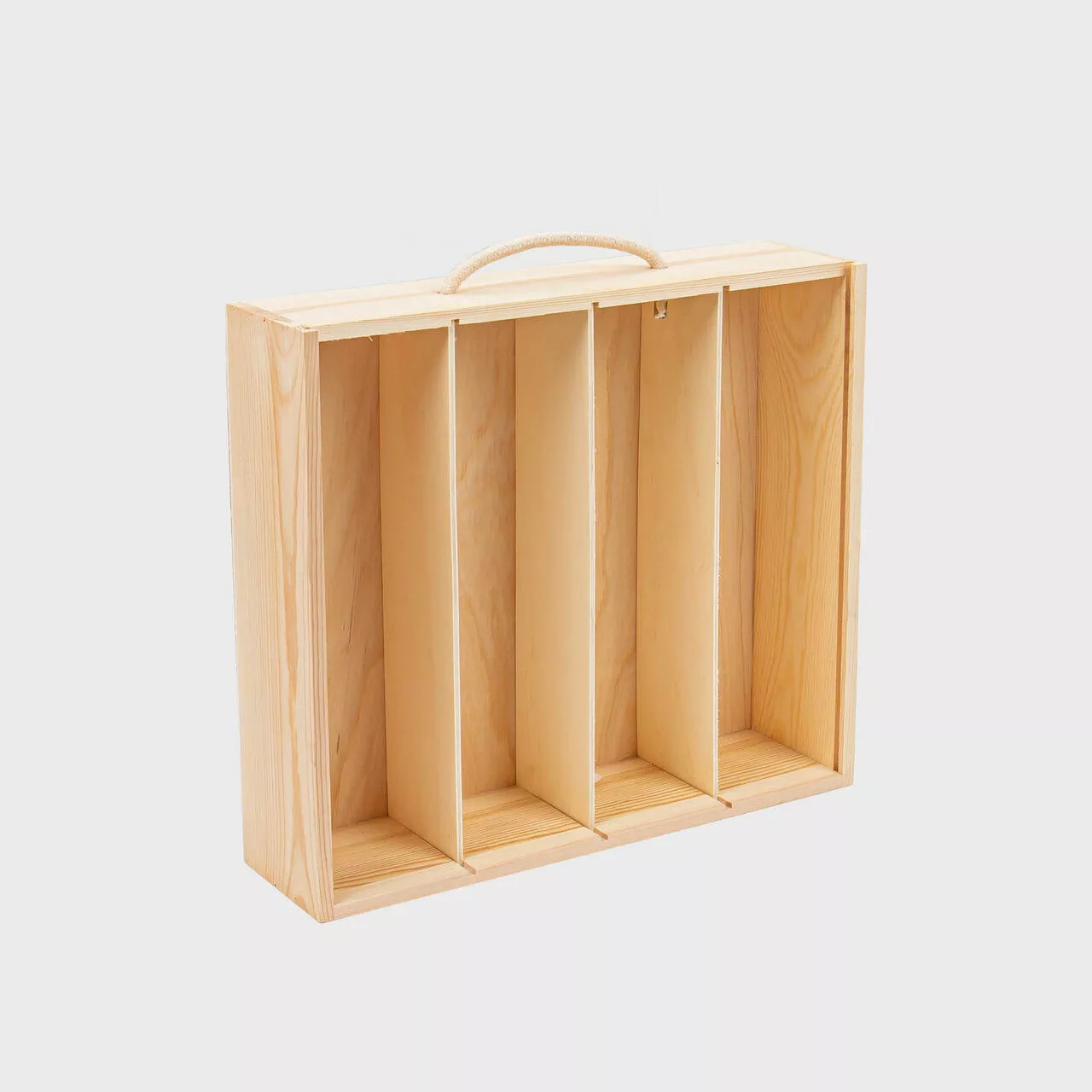 4 bottle wooden wine box with sliding lid