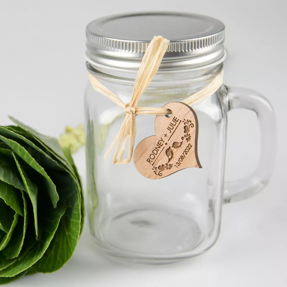 400ml Mason Jar Glass Mug with Gift Tag