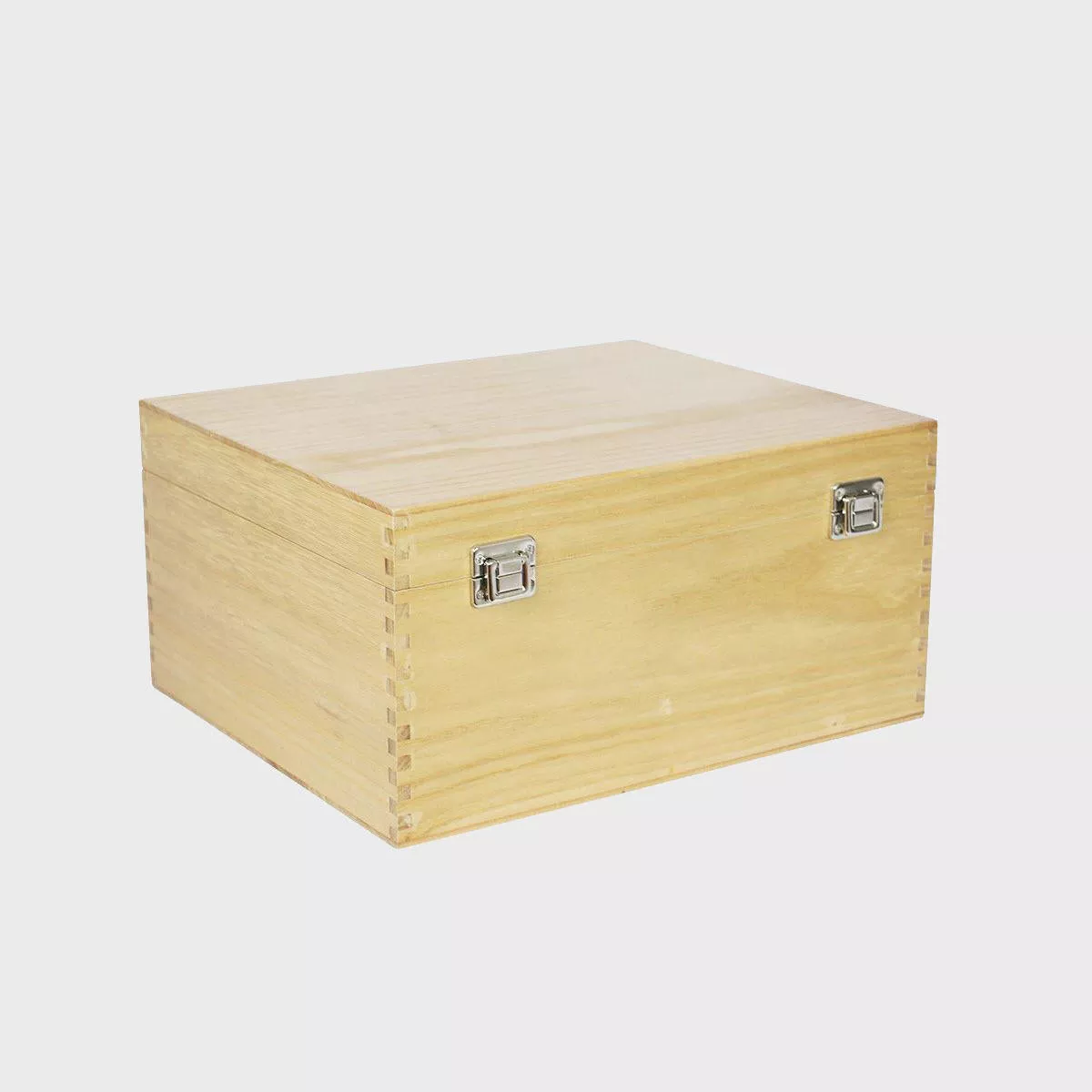 6 bottle wooden with hinged lid box