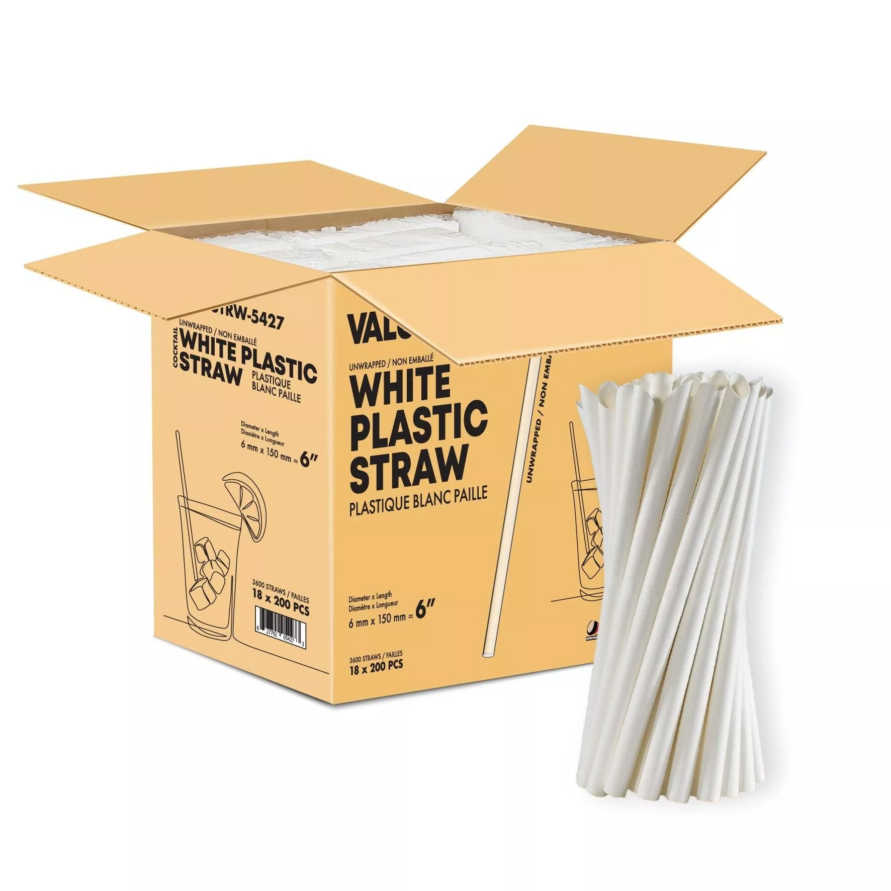 6″ White Plastic Jumbo Straws 6mm – Sharp End | Canada-wide Delivery