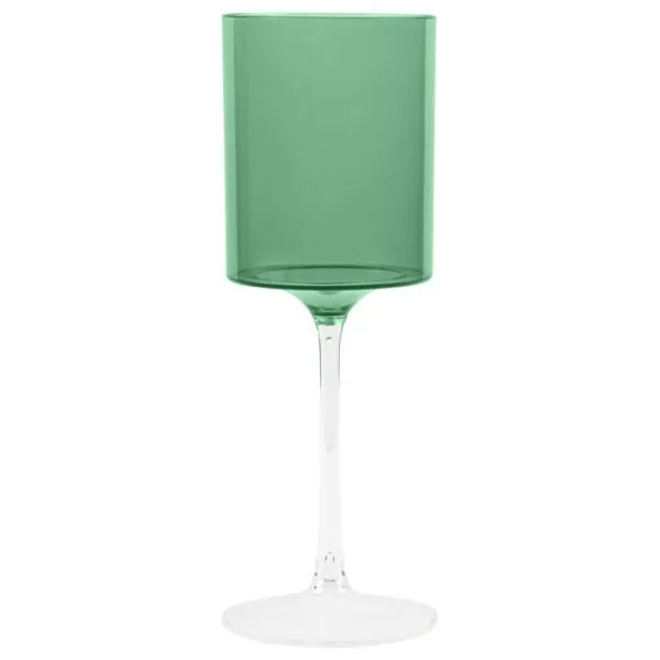 9oz Two Tone Green/Clear Plastic Disposable Wine Goblets