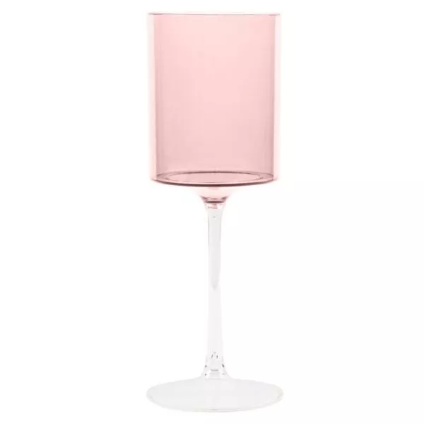 9oz Two Tone Pink/Clear Plastic Disposable Wine Goblets