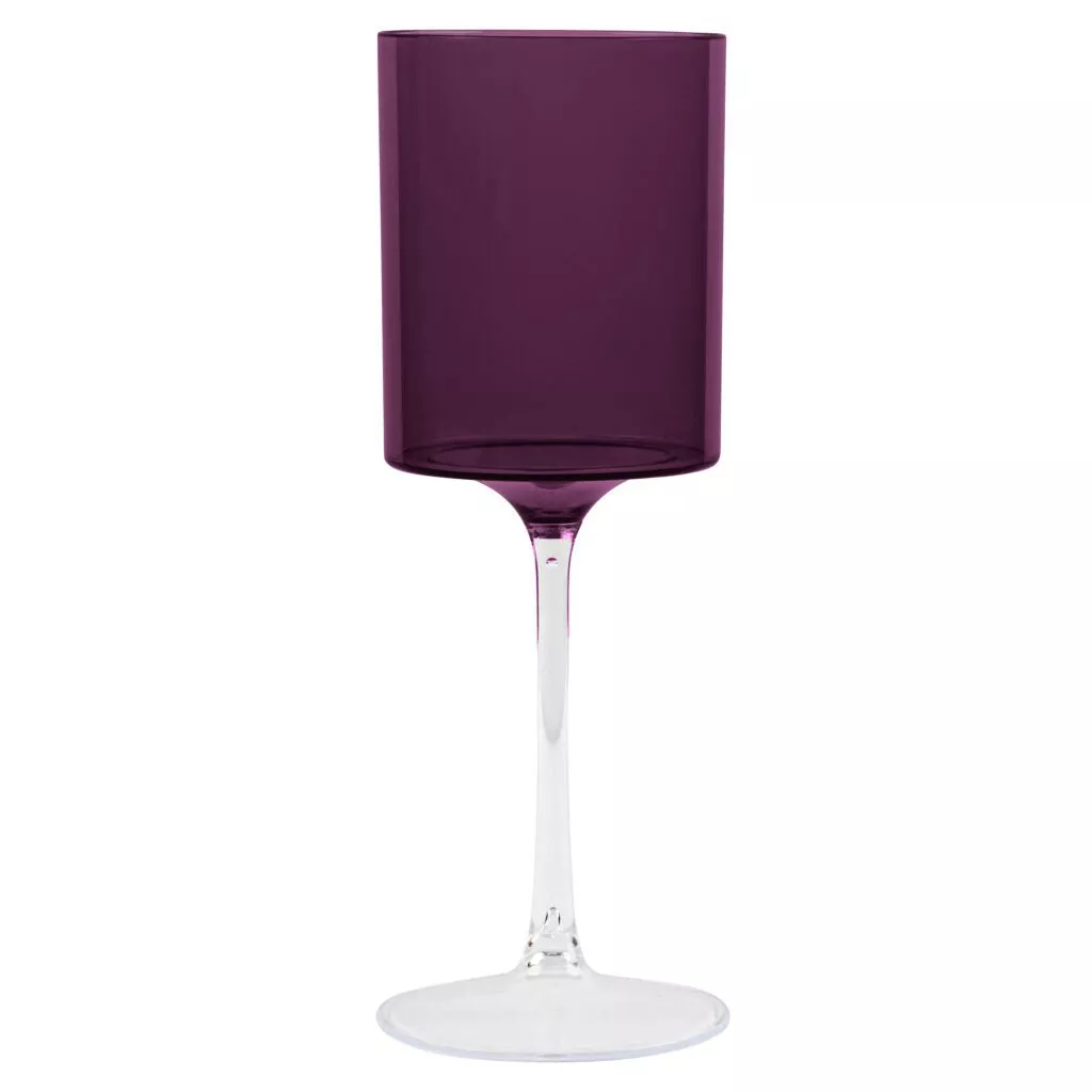 9oz Two Tone Purple/Clear Plastic Disposable Wine Goblets