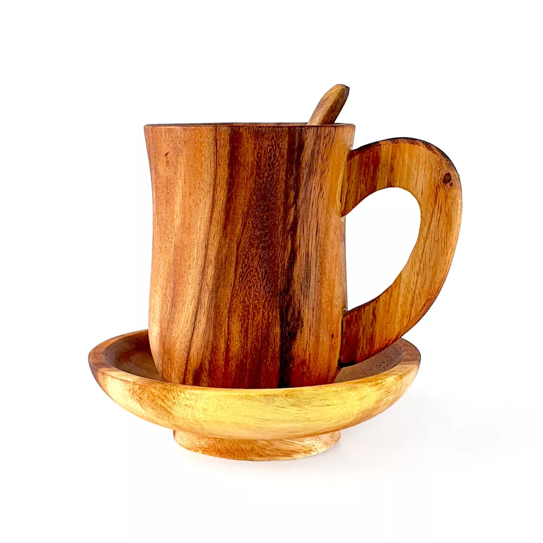 Acacia Wood Cup Set|2-Pack&4-Pack