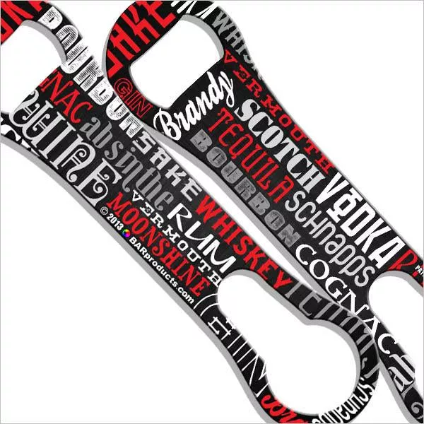 Alcohol Word Collage V-Rod Bottle Opener