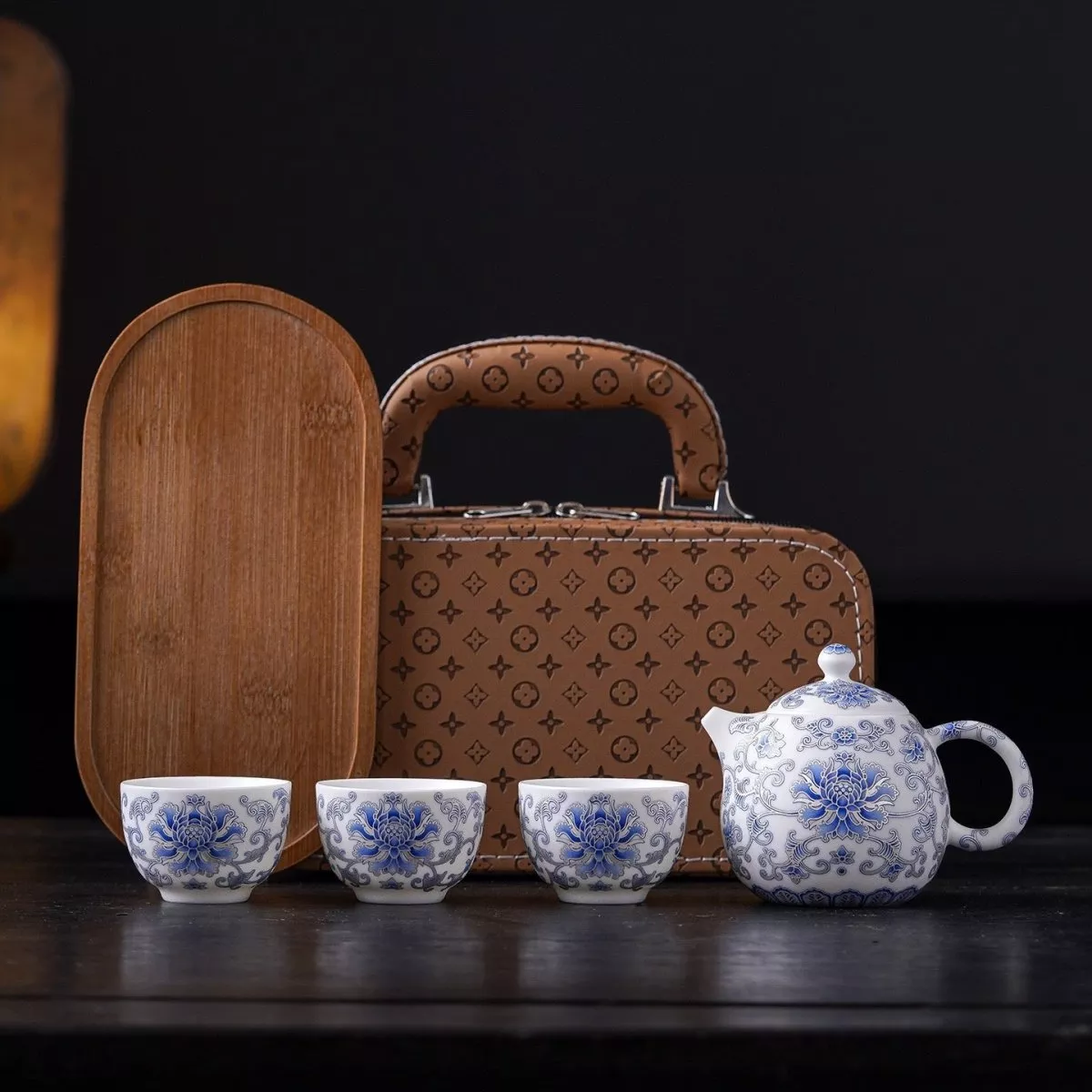 Azure Bloom Travel Teapot Set