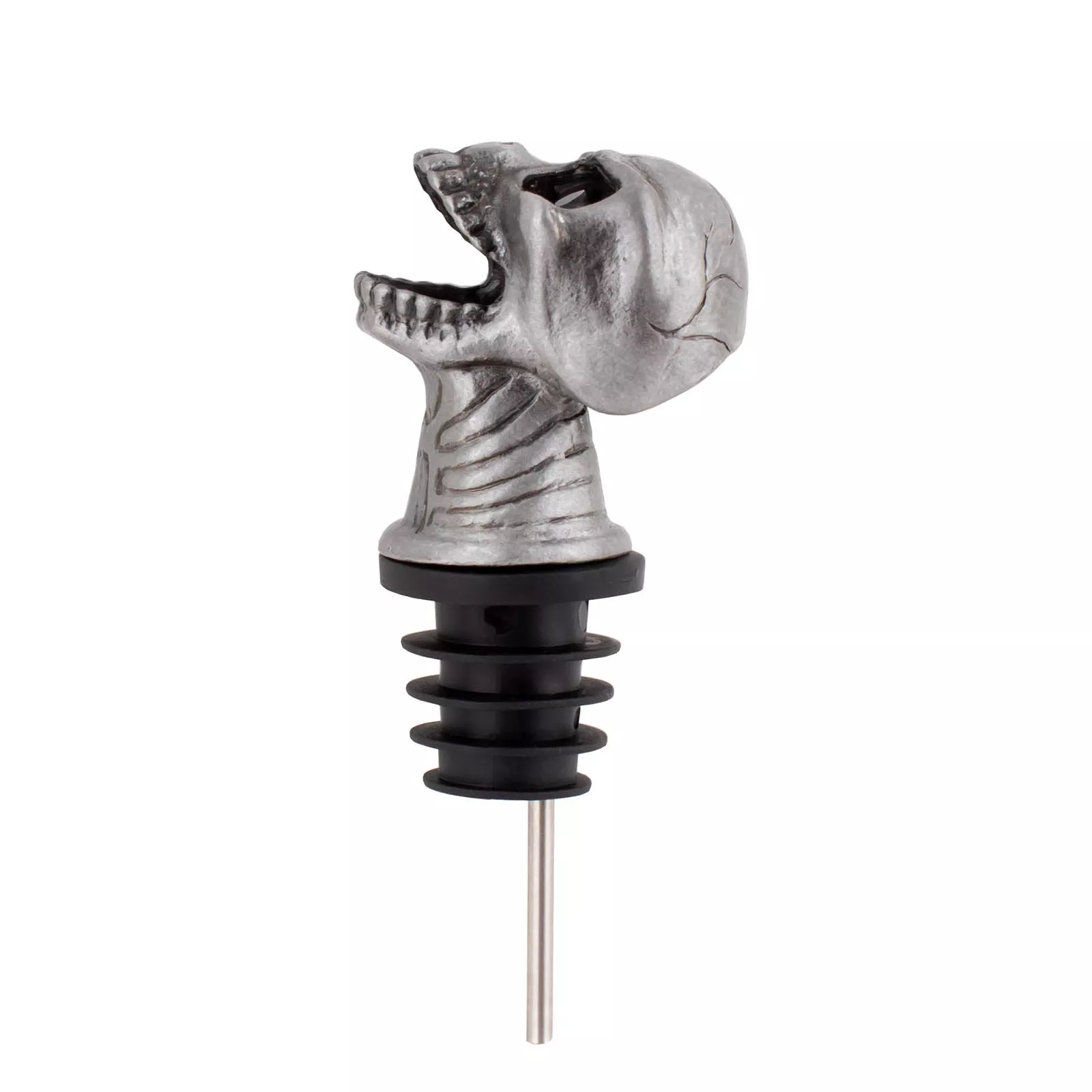 BarConic Antique Pewter Plated Skull Free flow Pourer