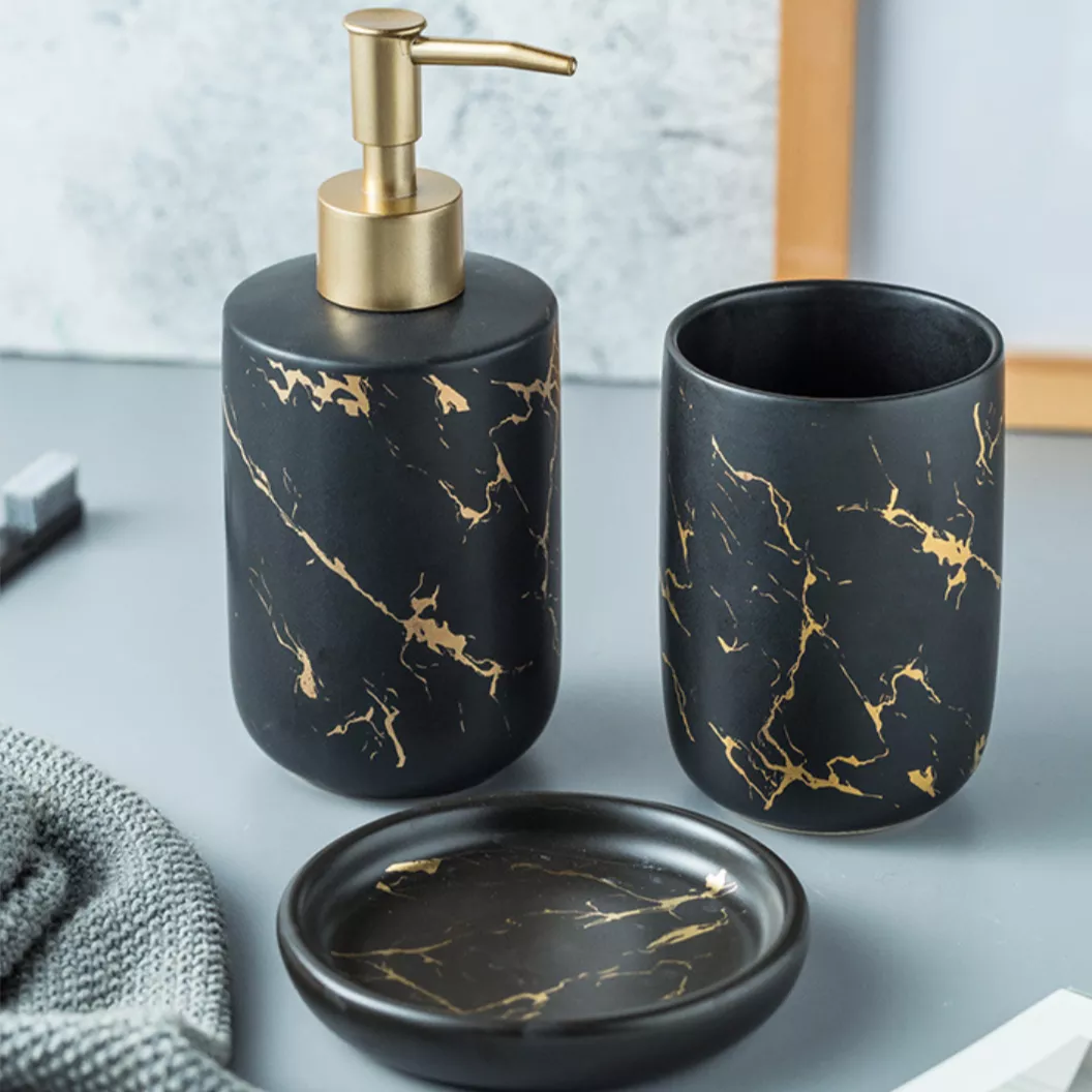 Bathroom Accessory Set|Black&White