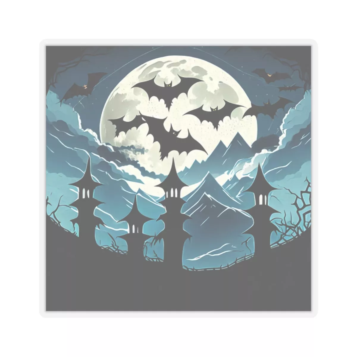 Bats Kiss-Cut Sticker|2 2|Transparent&White