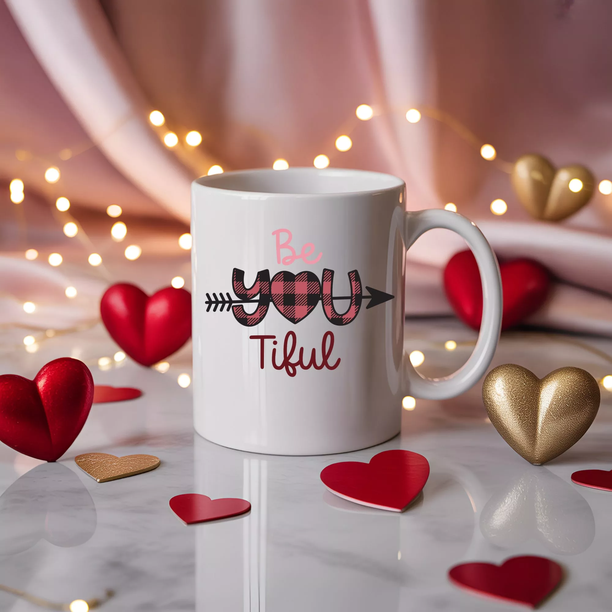 Be You Tiful Valentines Ceramic Mug Cute 11oz & 15oz Coffee Cup