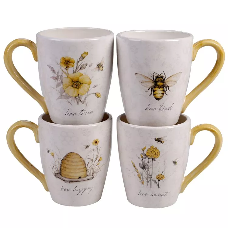 Bee Sweet Mugs Set of 4 Assorted