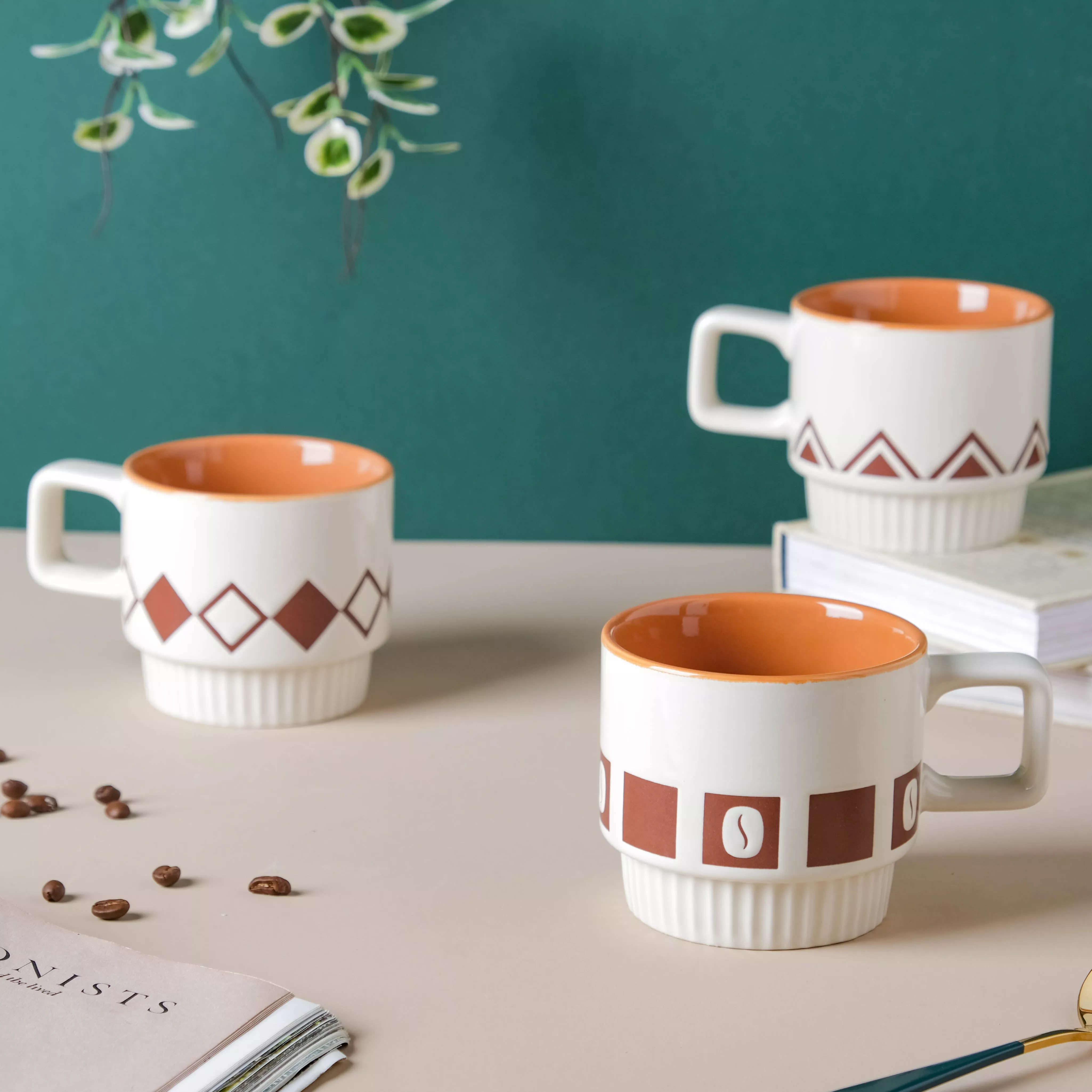 Beige Coffee Mug|Diamonds&Squares&Triangles