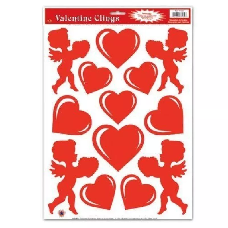 Beistle 77128 Heart & Cupid Window Clings