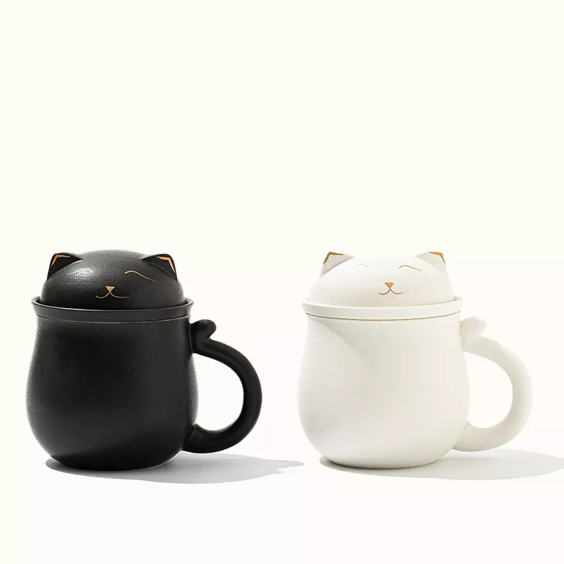 The Big Cat Ceramic Tea Mug|White&Black