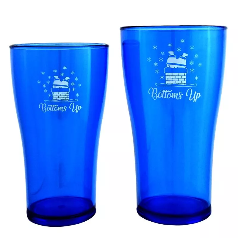 Blue Bottoms Up Plastic Cup - 2 Sizes Available