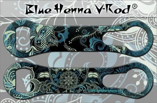 Blue Henna Pattern V-Rod Bottle Opener