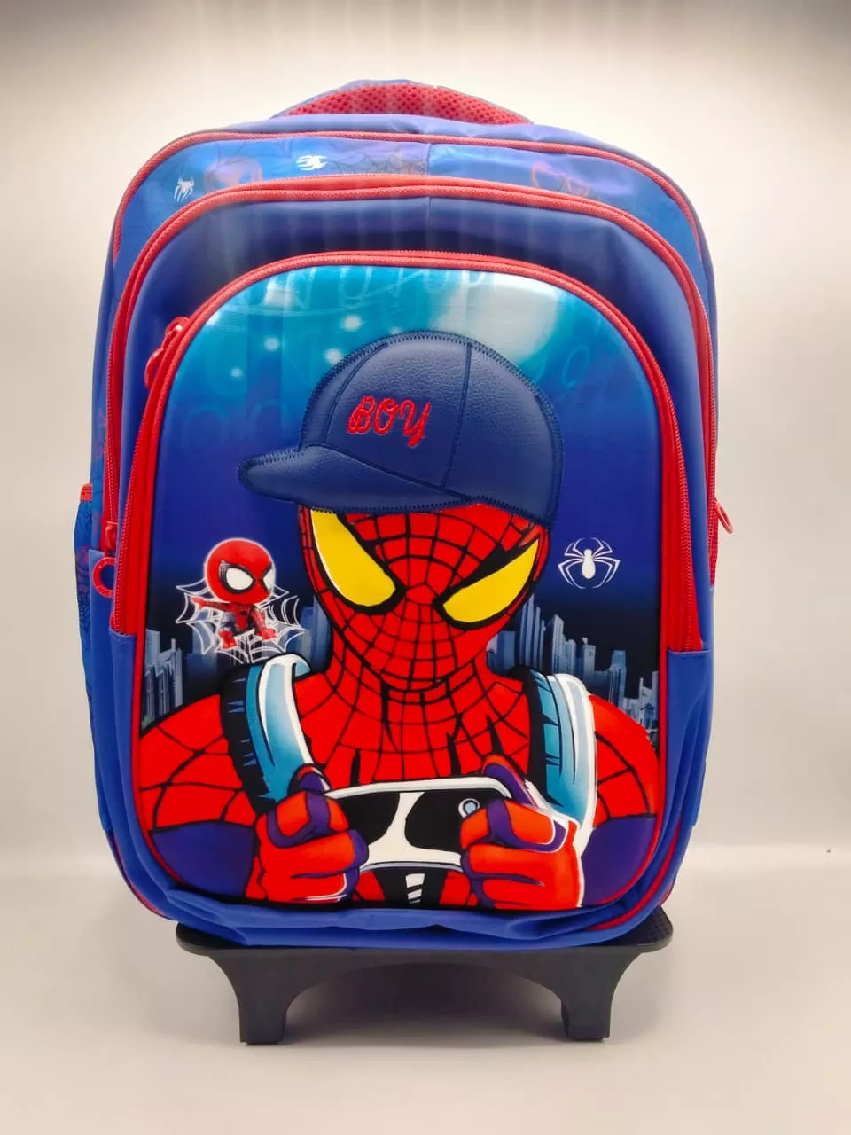 Boys Spiderman Trolley Backpack Rolling School Bag with Handle