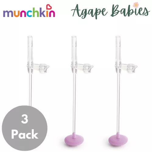 [Bundle Of 3] Munchkin Click Lock Weighted Flexi-Straw Cup Replacement Straw and Weight (Purple)