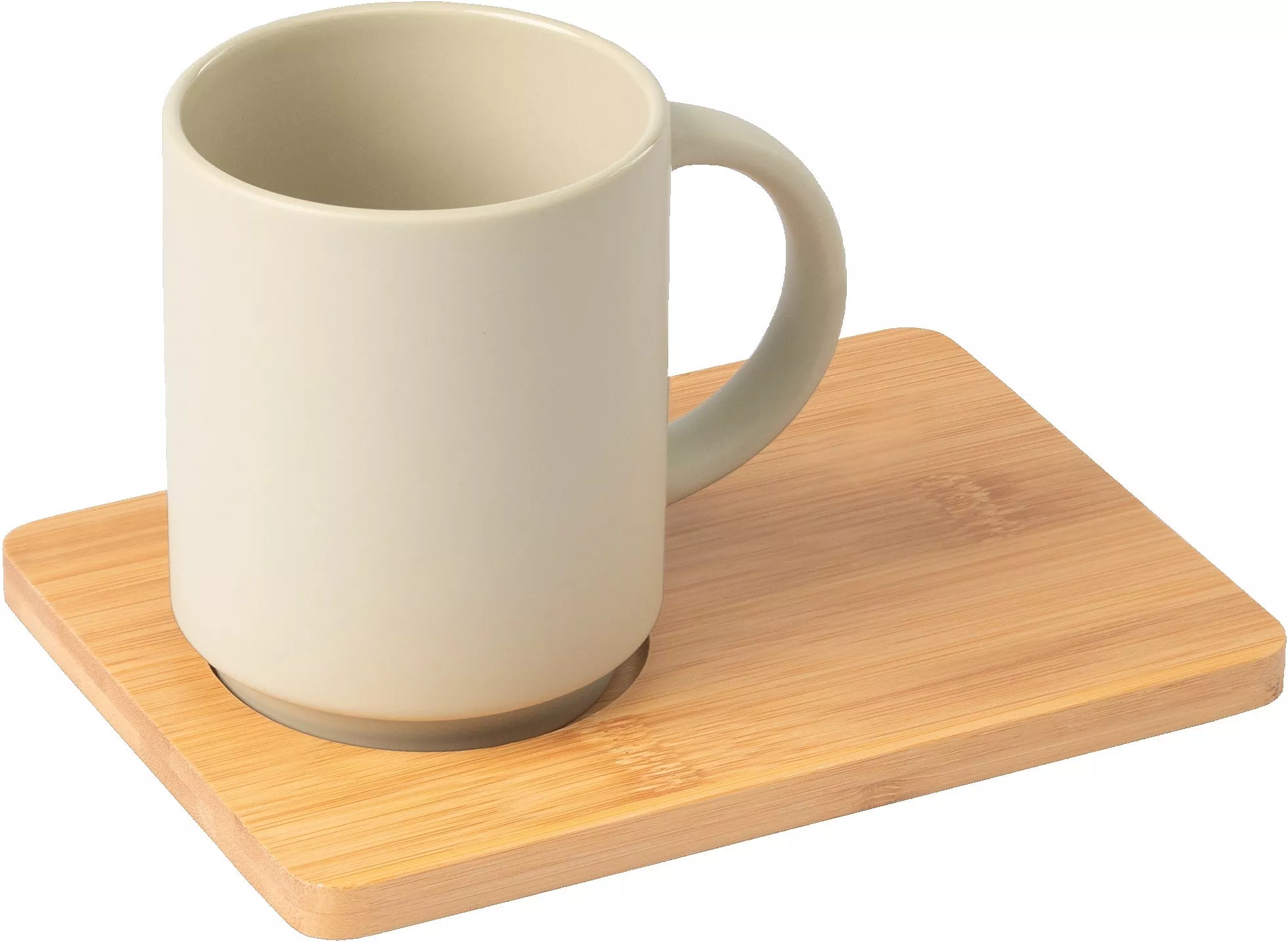 Caf Duo - 11 oz. Ceramic Mug & Bamboo Board Set - Laser