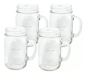 ~Canning mug 16oz square shape with handle, sest of 4 in a Midnight box