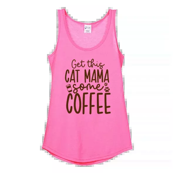 Cat Mama Tank – Neon Pink