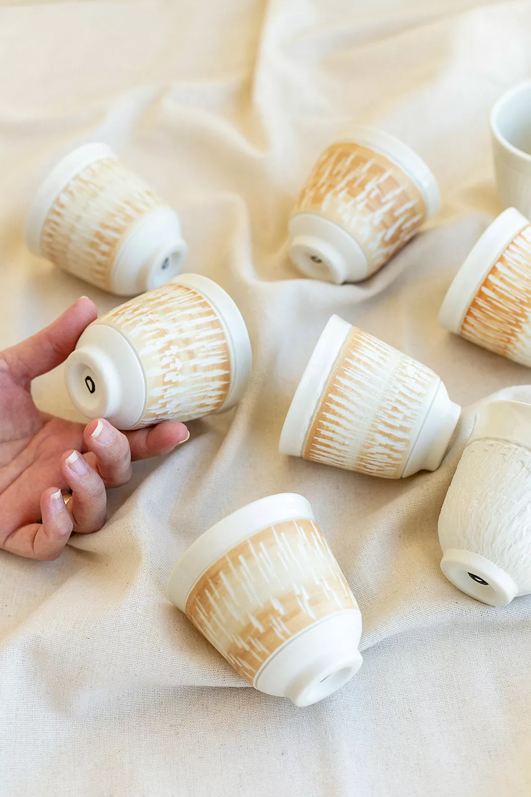 Ceramic cup - Porcelain & Terra Cotta cup with chattering marks