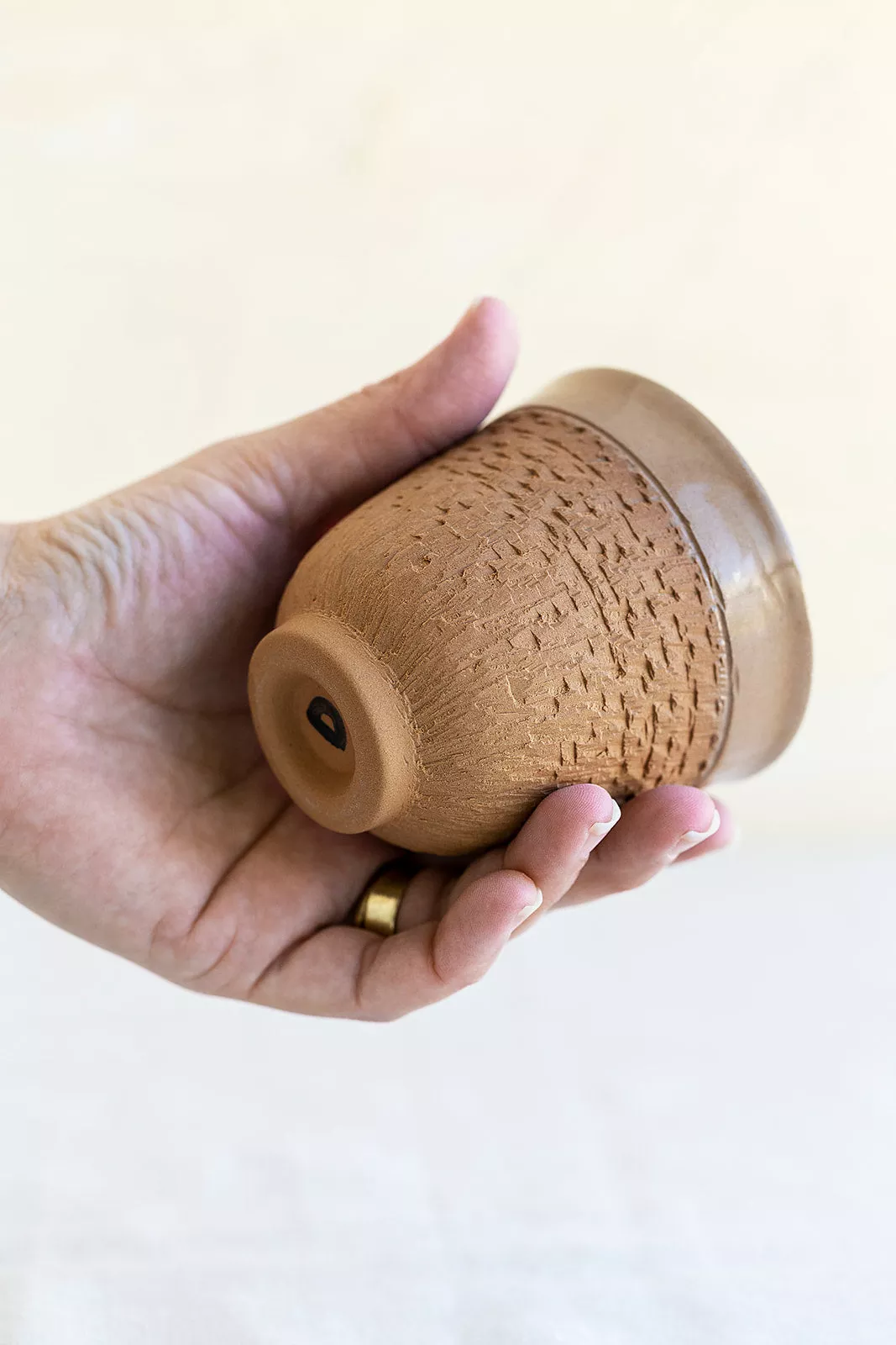 Ceramic cup - Terra Cotta cup with chattering marks
