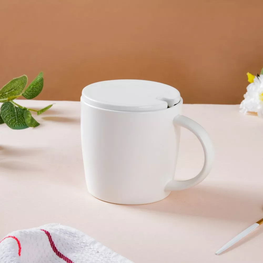 Ceramic Cup with Lid|White&Black