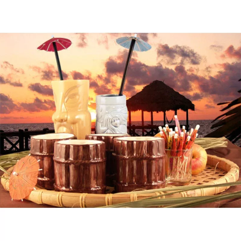 Ceramic Rum Barrel Tiki Mug - 12 oz