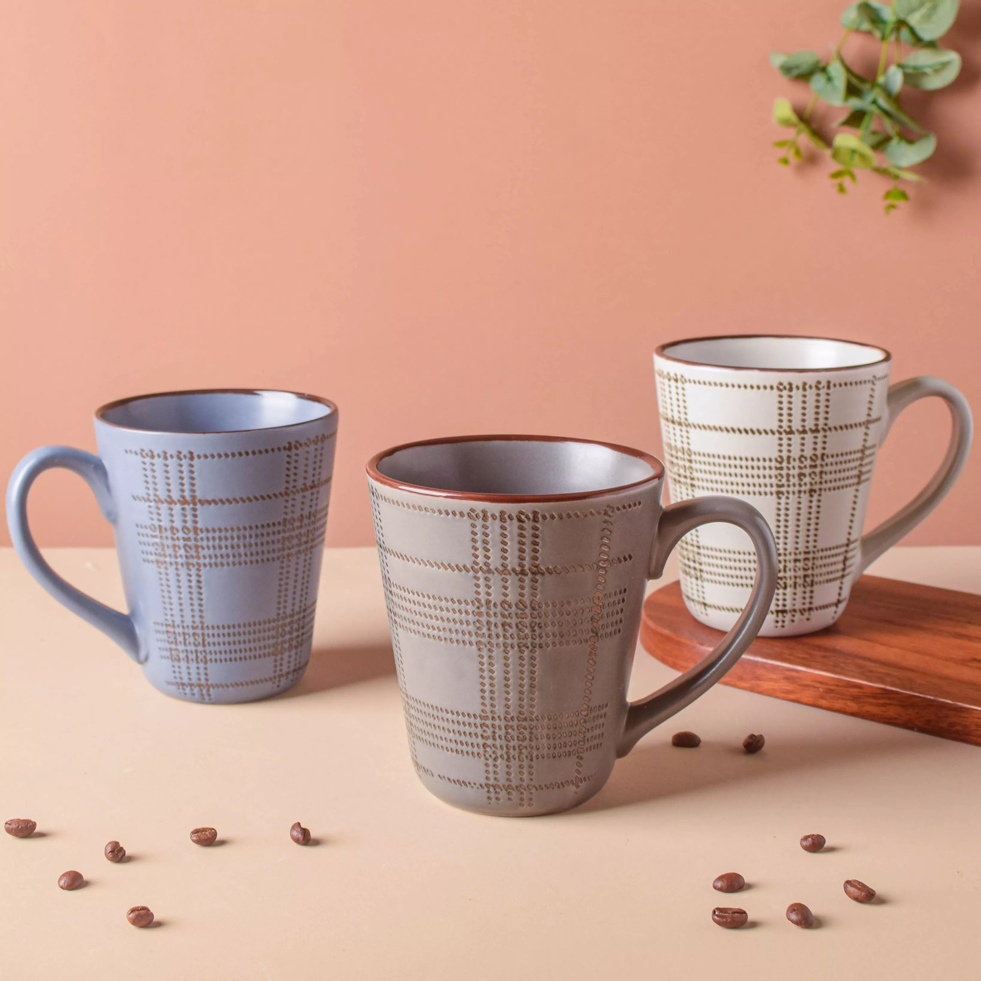 Checkered Formal Coffee Mug|Gray&White&Blue